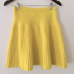 Anthropologie Maeve Yellow Ribbed Skater Mini‎ Skirt